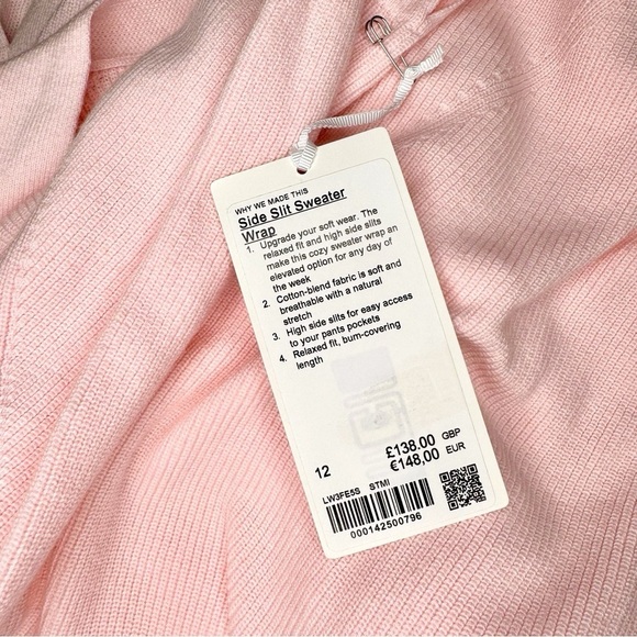 Lululemon Side Slit Sweater Cardigan Wrap in Strawberry Milkshake Size 12 NWT - Picture 9 of 10